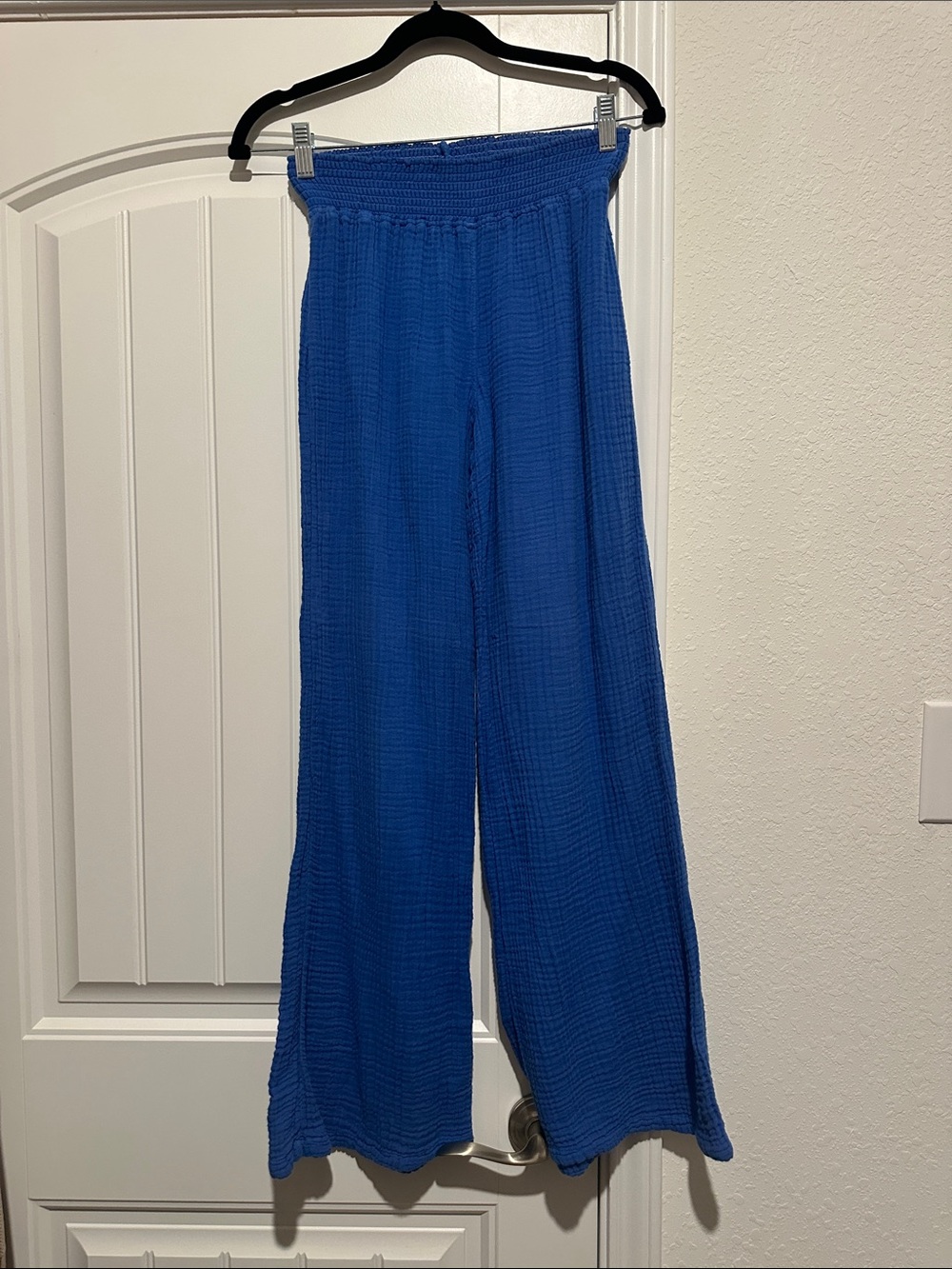 Michael Stars Wide-Leg Smocked Waist Pants — Royal Blue